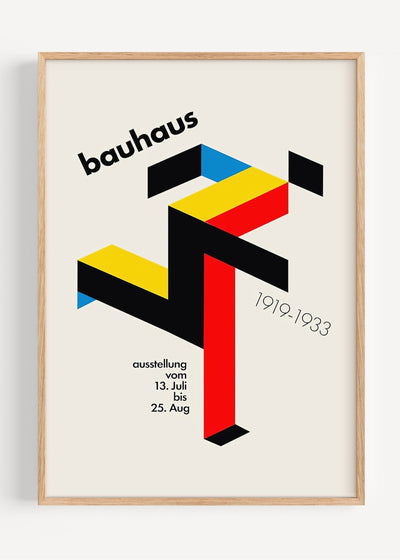 Bauhaus 3D Exhibition Poster – Geometric Primary Colour Print (1919–1933) I135-61 Art Print Peardrop Prints