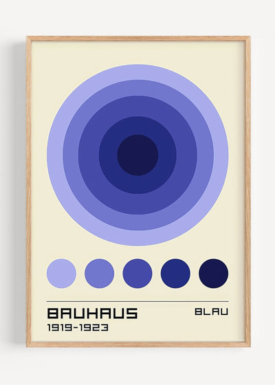 Bauhaus Blau Poster – Geometric Circle Study in Blue (1919–1923) I135-53 Art Print Peardrop Prints