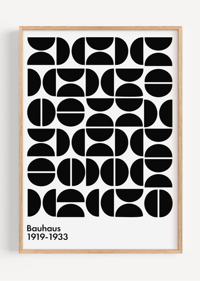 Bauhaus Grid Poster – Black & White Geometric Print (1919–1933) I135-59 Art Print Peardrop Prints