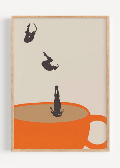 Coffee Dive Art Print – Swimmers in a Cup of Coffee I135-38 Art Print Peardrop Prints