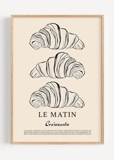 Croissant Art Print – French Bakery Kitchen Wall Poster I135-42 Art Print Peardrop Prints