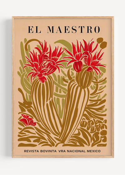 El Maestro Cactus – Bold Mexican Vintage-Style Print I135-121 Art Print Peardrop Prints