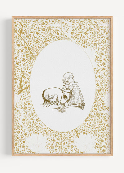 Gold Winnie the Pooh Eeyore Print | Classic Nursery Wall Art I161-8 Art Print Peardrop Prints