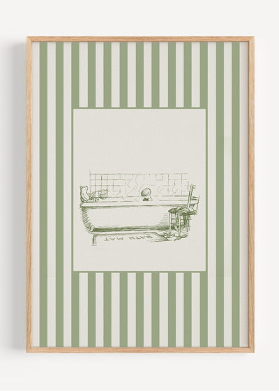 Green Winnie the Pooh Bath Time Print | Classic Nursery Wall Art I161-12 Art Print Peardrop Prints