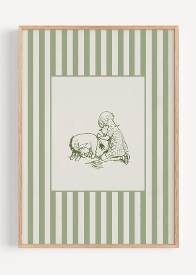 Green Winnie the Pooh Eeyore Print | Classic Nursery Wall Art I161-5 Art Print Peardrop Prints
