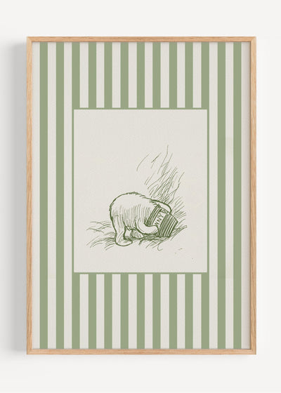 Green Winnie the Pooh Hunny Pot Print | Classic Nursery Wall Art I161-7 Art Print Peardrop Prints