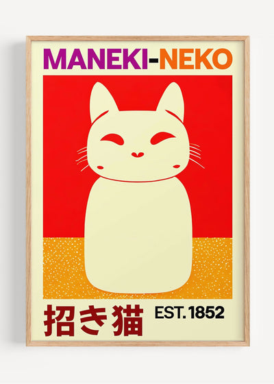 Maneki-Neko – Japanese Lucky Cat Poster | 1852 Graphic Edition I135-72 Art Print Peardrop Prints