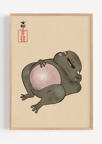 Matsumoto Hoji Lazy Frog Art Print – Relaxed Japanese Frog Wall Art I135-101 Art Print Peardrop Prints
