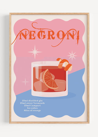 Negroni Cocktail Art Print Peardrop Prints