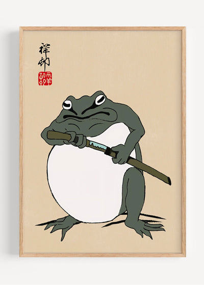 Samurai Frog by Matsumoto Hoji – Japanese Ink Warrior Art Print I135-106 Art Print Peardrop Prints