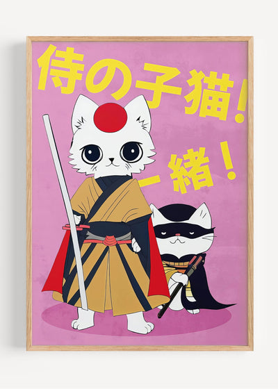 Samurai Kittens – Japanese Anime Cat Poster I135-73 Art Print Peardrop Prints
