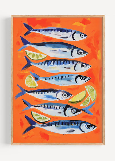 Sardines & Lime Art Print | Bold Matisse-Inspired Kitchen Poster I135-129 Art Print Peardrop Prints