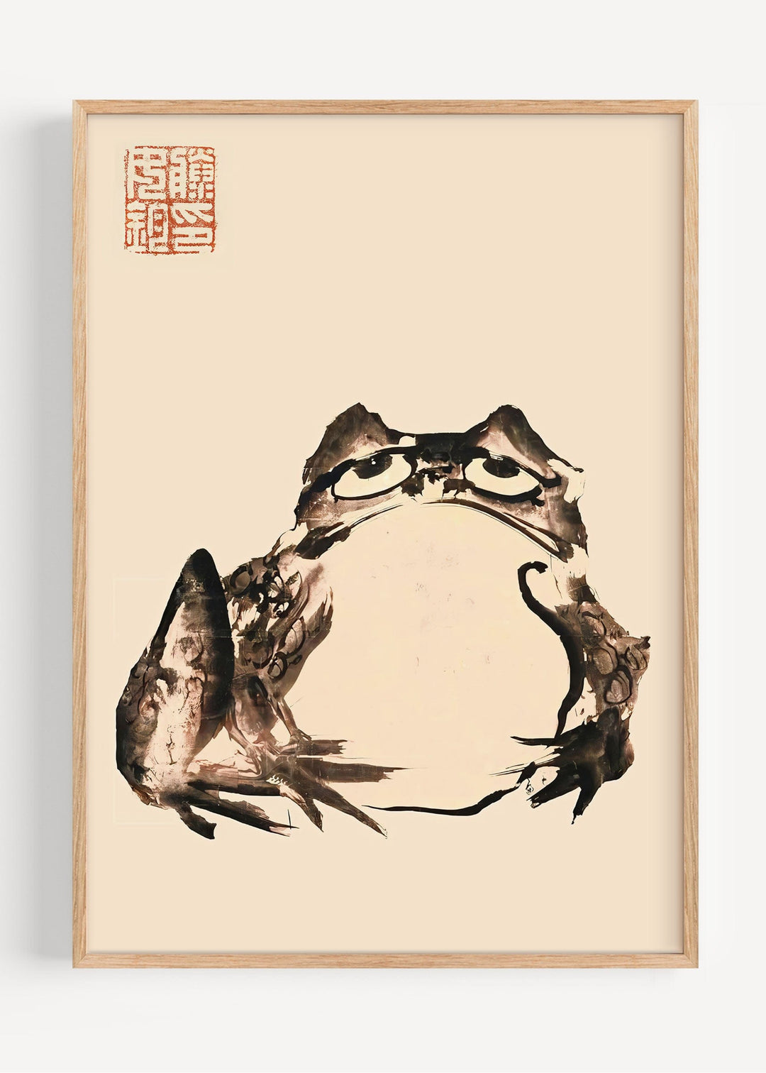 Sumi-e Frog – Japanese Ink Wash Animal Art I135-75, image size:1080x1512