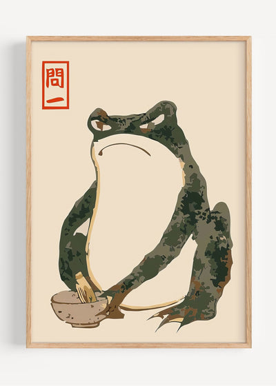 Sumi-e Frog with Bowl – Japanese Ink Art by Matsumoto Hoji I135-87 Art Print Peardrop Prints