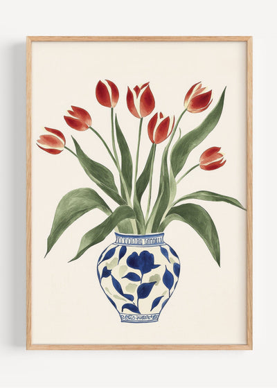 Tulips in Delft | Modern Floral Art Print I135-5 Art Print Peardrop Prints