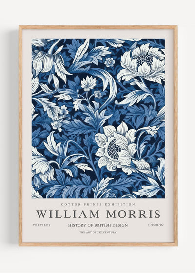 William Morris Blue & White Flowers I53-46 Art Print Peardrop Prints