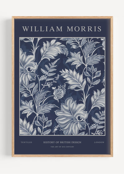William Morris Navy Blue Floral Art Print I113-10 Art Print Peardrop Prints