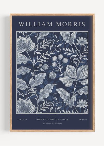 William Morris Navy Blue Floral Art Print I113-11 Art Print Peardrop Prints