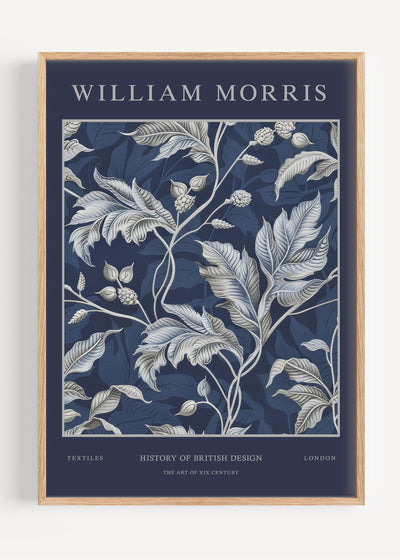 William Morris Navy Blue Floral Art Print I113-14 Art Print Peardrop Prints
