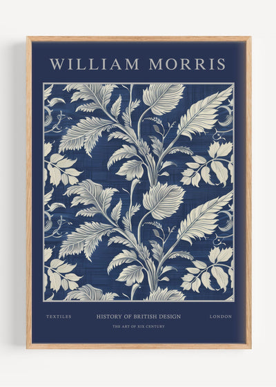 William Morris Navy Blue Floral Art Print I113-9 Art Print Peardrop Prints
