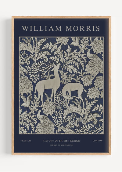 William Morris Navy Deer Art Print Peardrop Prints