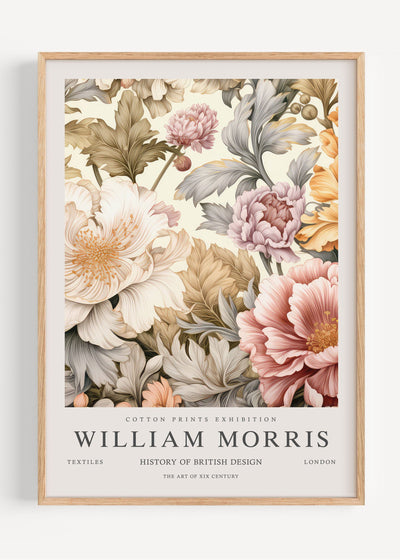 William Morris Neutral Floral Pattern I53-63 Art Print Peardrop Prints