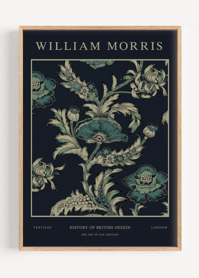 William Morris Teal Flower Art Print Peardrop Prints