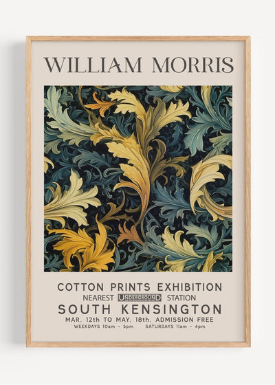 William Morris Teal Leaves Art Print Peardrop Prints