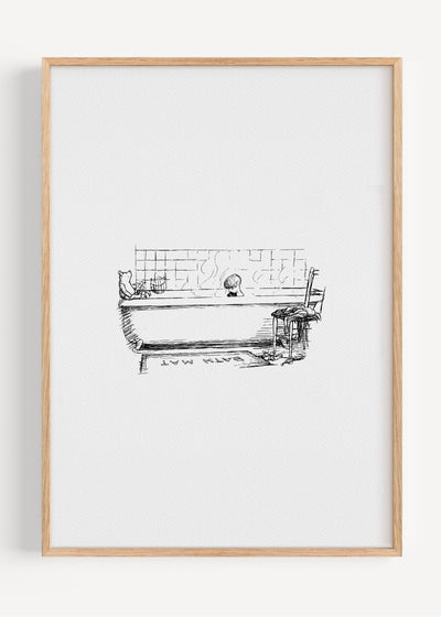 Winnie the Pooh Bath Time Print | Classic Nursery Wall Art I161-3 Art Print Peardrop Prints