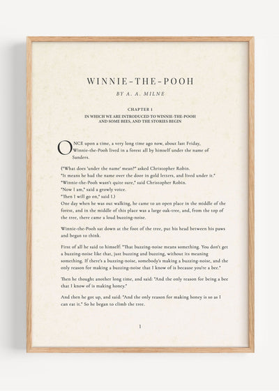 Winnie the Pooh Book Page Print | Classic Storybook Nursery Wall Art I161-15 Art Print Peardrop Prints