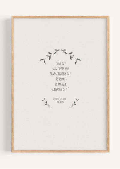 Winnie the Pooh Quote Print | Any Day Spent with You Nursery Wall Art I161-20 Art Print Peardrop Prints