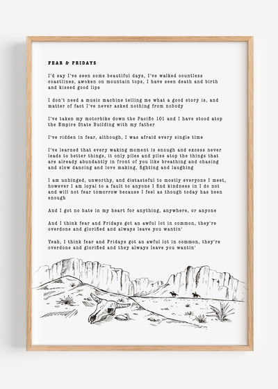 Zach Bryan, Fear and Fridays T49-1 Art Print Peardrop Prints
