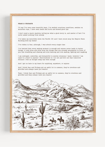 Zach Bryan, Fear and Fridays T49-2 Art Print Peardrop Prints