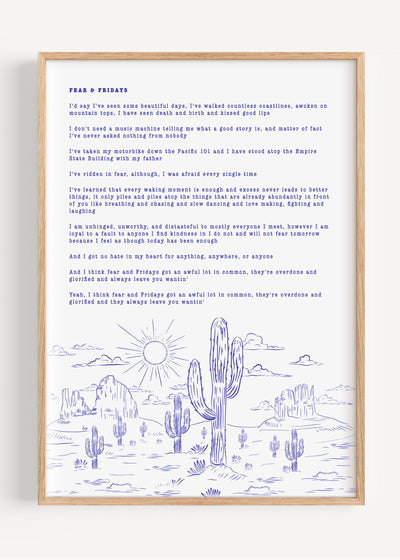 Zach Bryan, Fear and Fridays T49-3 Art Print Peardrop Prints