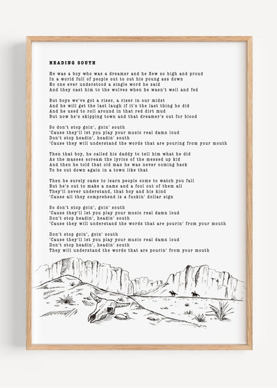 Zach Bryan, Heading South T54-1 Art Print Peardrop Prints