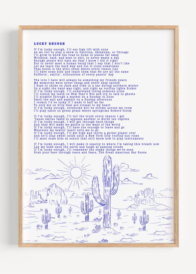 Zach Bryan, Lucky Enough T52-3 Art Print Peardrop Prints