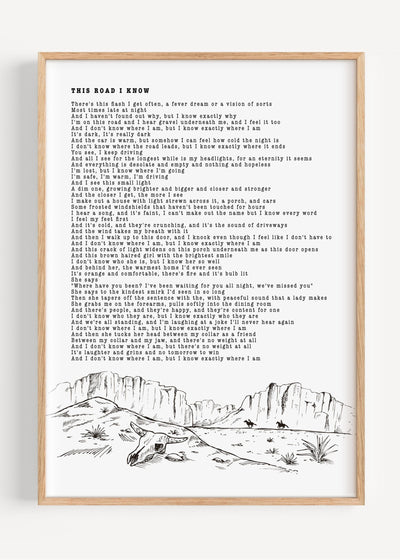 Zach Bryan, This Road I Know T53-1 Art Print Peardrop Prints