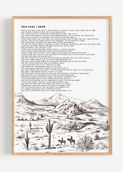 Zach Bryan, This Road I Know T53-2 Art Print Peardrop Prints