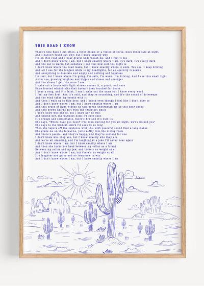 Zach Bryan, This Road I Know T53-3 Art Print Peardrop Prints